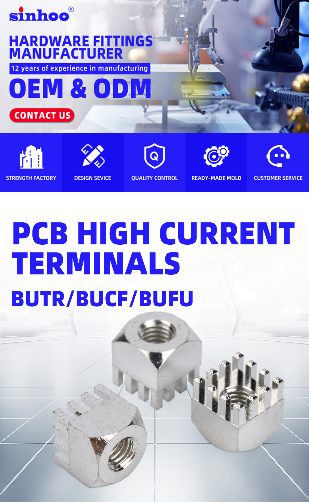 High Current Pcb Terminal Block (7461108 ) , Copper Screw Connector For