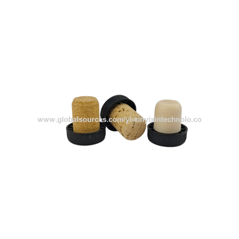Bar-Aufsatz Verkostung Korken aus Holz, synthetischer Stopper mit gerippten schwarzen Kunststoffköpfen, 19,5 mm