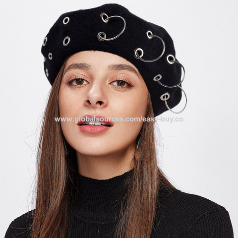 [SOMEWHERE BUTTER]★24FW★韓国人気★Wool Pendant Beret Elegant Ladies' Handmade Beret Hat New Korea Wool With