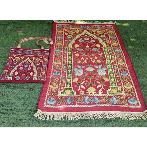 Alfombra de Mezquita Portátil Exquisita Personalizada de Alta Calidad WOOHigh, Nuevo Diseño de Tapete de Oración Musulmán