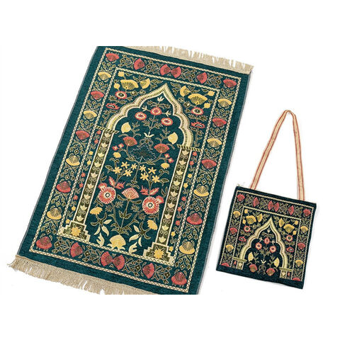 Alfombra de Mezquita Portátil Exquisita Personalizada de Alta Calidad WOOHigh, Nuevo Diseño de Tapete de Oración Musulmán