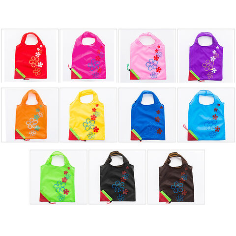 Bolsas de compra de nailon con logo personalizado, bolsa de almacenamiento plegable, bolsa tote reutilizable