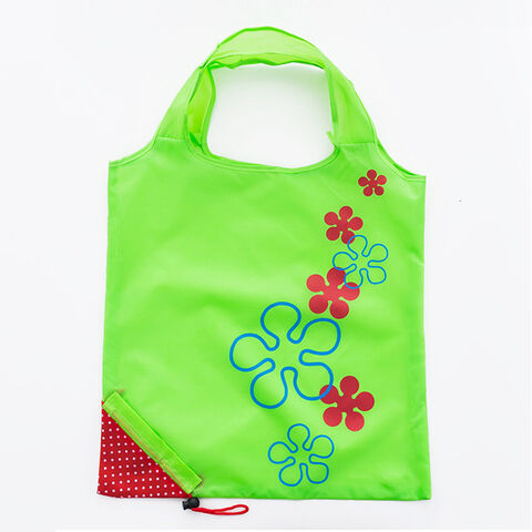 Bolsas de compra de nailon con logo personalizado, bolsa de almacenamiento plegable, bolsa tote reutilizable