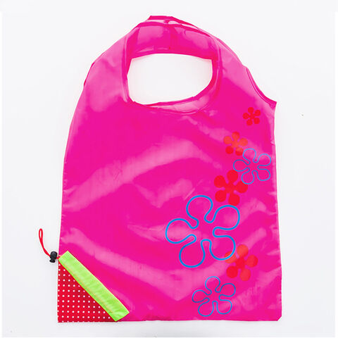 Bolsas de compra de nailon con logo personalizado, bolsa de almacenamiento plegable, bolsa tote reutilizable