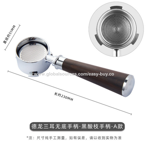 Percolador de café italiano, cabo de máquina de café de 51mm com três orelhas, cabo de café sem fundo, cabeça de preparação em aço inoxidável 304