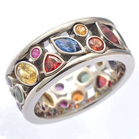 SISSLIA Elegante Anillo de Diamantes de Imitación con Círculo de Colección Arcoíris para Parejas, Joyería Original de San Valentín para Mujer