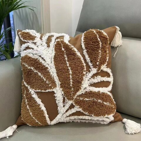 MU Marokkanischer Stil Blatt Quaste Bestickte Dekoration Sofa Kissenbezug Kunst Stickerei Kissenbezüge für Sofa Wohnzimmer
