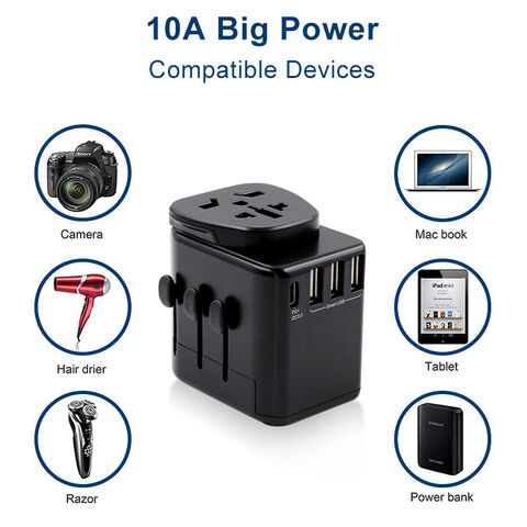 Hersteller Universal-Reiseadapter mit USB PD-Schnellladung, BS8546 CB IEC60884 CE FCC Rohs-zertifiziert