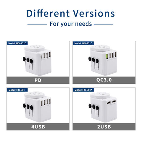 Hersteller Universal-Reiseadapter mit USB PD-Schnellladung, BS8546 CB IEC60884 CE FCC Rohs-zertifiziert