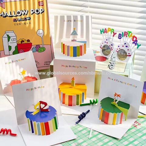 Carte de vœux d'anniversaire pop-up 3D créative haut de gamme, cadeau mignon pour la fête des enseignants, carte de vœux manuscrite