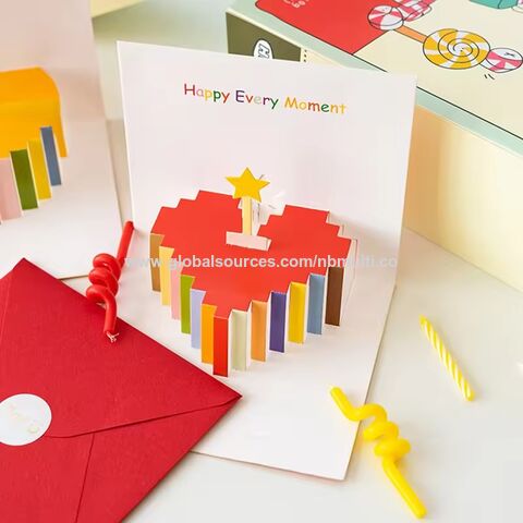 Carte de vœux d'anniversaire pop-up 3D créative haut de gamme, cadeau mignon pour la fête des enseignants, carte de vœux manuscrite