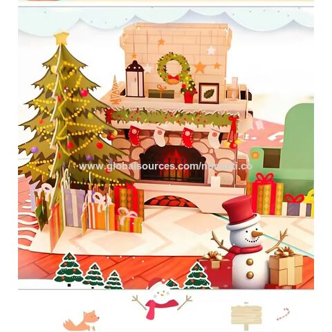 Carte de vœux de Noël 3D transfrontalière pour le e-commerce, carte cadeau de vacances créative et originale
