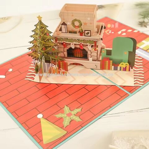 Carte de vœux de Noël 3D transfrontalière pour le e-commerce, carte cadeau de vacances créative et originale