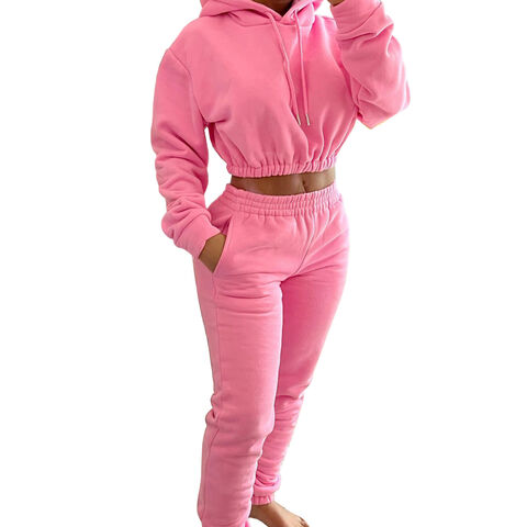 WOO Venta al por mayor Último diseño Conjunto de chándal para mujer de dos piezas, top de manga larga y pantalones deportivos holgados lisos
