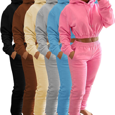 Conjunto de chándal para mujer al por mayor, diseño moderno de dos piezas, top de manga larga y pantalones deportivos holgados