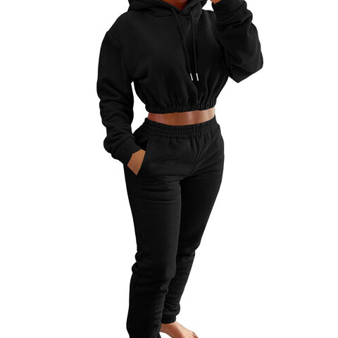 Conjunto de chándal para mujer al por mayor, diseño moderno de dos piezas, top de manga larga y pantalones deportivos holgados