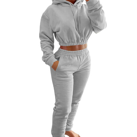 Conjunto de chándal para mujer al por mayor, diseño moderno de dos piezas, top de manga larga y pantalones deportivos holgados