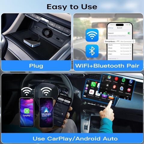 Adaptateur Carplay Sans Fil Android Auto Adaptateur Carplay Sans Fil Pour Android - Adaptateur De Voiture 2 En 1, Adaptateur Carplay Sans Fil Pour IPhone, WiFi 5 GHz,Type-C/USB Plug & Play, Compatible