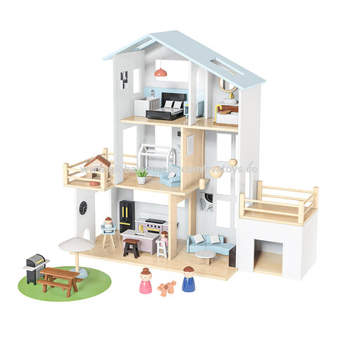 Casa de Muñecas de Madera para Niños OEM de Fábrica FSC con Cajón de Almacenamiento W06A578 - Fabricante Directo