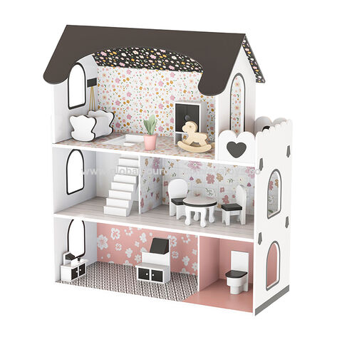 Casa de Muñecas de Madera para Niños OEM de Fábrica FSC con Cajón de Almacenamiento W06A578 - Fabricante Directo