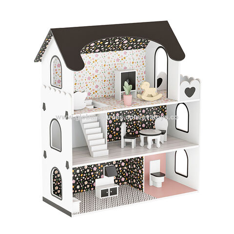 Casa de Muñecas de Madera para Niños OEM de Fábrica FSC con Cajón de Almacenamiento W06A578 - Fabricante Directo