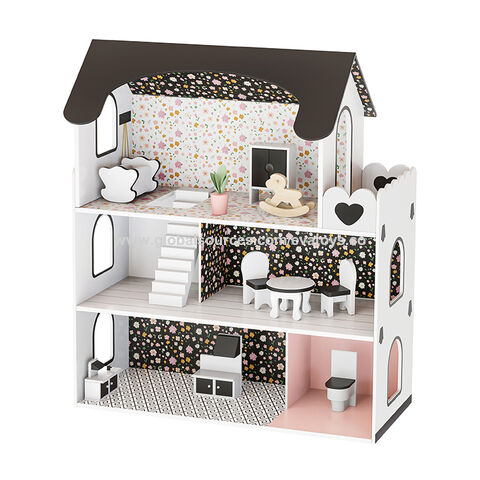 Casa de Muñecas de Madera para Niños OEM de Fábrica FSC con Cajón de Almacenamiento W06A578 - Fabricante Directo