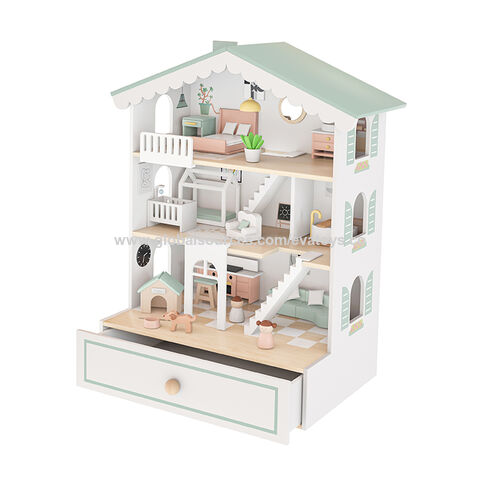 Casa de Muñecas de Madera para Niños OEM de Fábrica FSC con Cajón de Almacenamiento W06A578 - Fabricante Directo