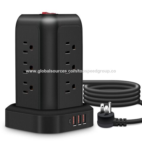 Tragbarer Steckerleiste mit USB-C Ladestation, Turmsteckdose, vertikale Steckdose mit individuellem Logo