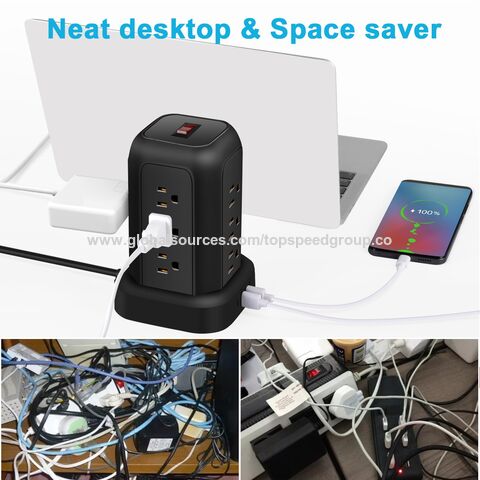 Tragbarer Steckerleiste mit USB-C Ladestation, Turmsteckdose, vertikale Steckdose mit individuellem Logo