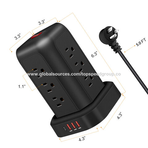 Tragbarer Steckerleiste mit USB-C Ladestation, Turmsteckdose, vertikale Steckdose mit individuellem Logo
