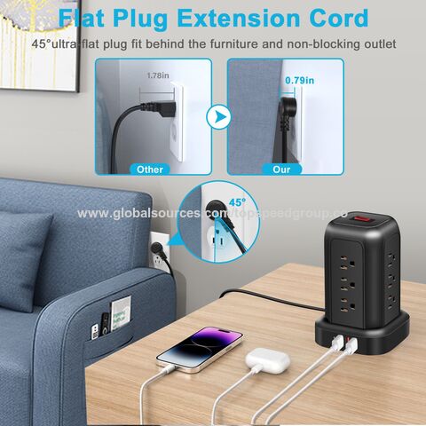 Tragbarer Steckerleiste mit USB-C Ladestation, Turmsteckdose, vertikale Steckdose mit individuellem Logo