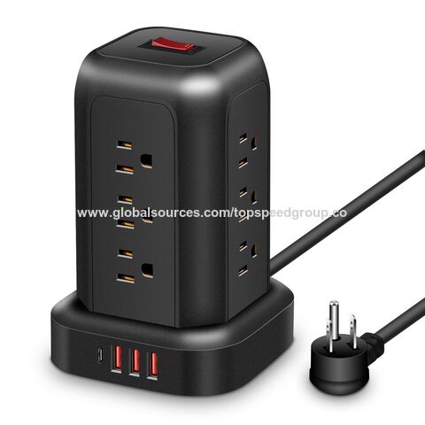 Tragbarer Steckerleiste mit USB-C Ladestation, Turmsteckdose, vertikale Steckdose mit individuellem Logo