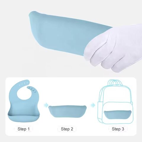 Babero de silicona para bebés, babero impermeable con bolsillo para saliva y alimentos, lavable
