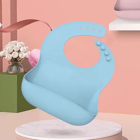 Babero de silicona para bebés, babero impermeable con bolsillo para saliva y alimentos, lavable