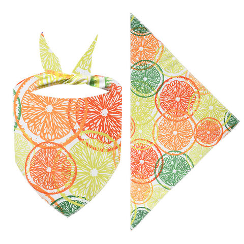 Vente chaude Serviette triangulaire pour animaux de compagnie mignonne de dessin animé Impression de polyester de fruits frais