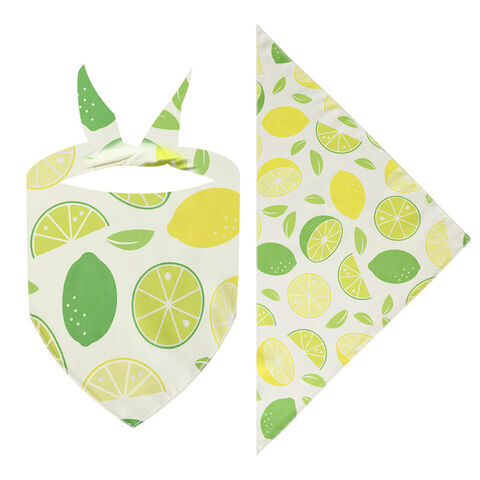 Vente chaude Serviette triangulaire pour animaux de compagnie mignonne de dessin animé Impression de polyester de fruits frais
