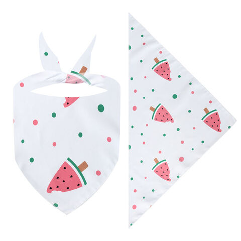 Vente chaude Serviette triangulaire pour animaux de compagnie mignonne de dessin animé Impression de polyester de fruits frais