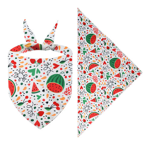 Vente chaude Serviette triangulaire pour animaux de compagnie mignonne de dessin animé Impression de polyester de fruits frais