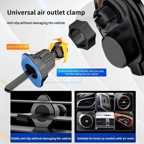 Grosir Kustom Paduan Aluminium Gaya Punk Lampu Atmosfer LED 15W Pengisian Cepat Transparan Pengisi Daya Mobil Nirkabel Magnetik