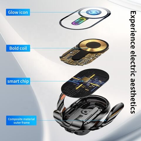 Grosir Kustom Paduan Aluminium Gaya Punk Lampu Atmosfer LED 15W Pengisian Cepat Transparan Pengisi Daya Mobil Nirkabel Magnetik