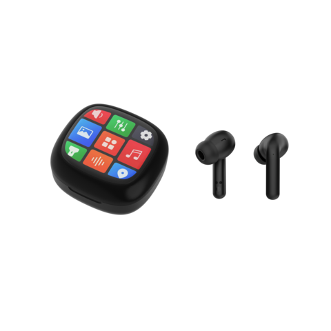 Auriculares TWS Inalámbricos con Pantalla Táctil LCD, Cancelación Activa de Ruido (ANC), 4 Micrófonos y Cancelación de Ruido Ambiental (ENC) de Fábrica