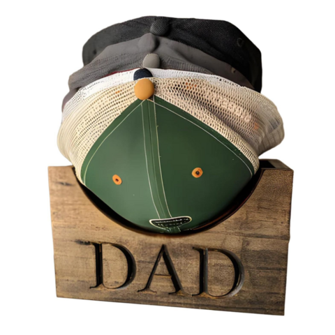 Porte-chapeau en bois Cadeau Fête des Pères Support de rangement pour casquettes de baseball Artisanat en bois