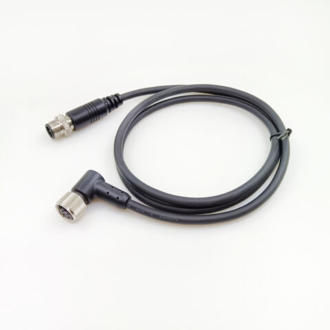 Conector M12 Impermeable de 90 Grados en Ángulo Recto, Cable PVC/PUR Macho Hembra Moldeado, Ensamblaje de Sensor de Doble Extremo