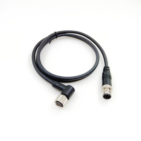 Conector M12 Impermeable de 90 Grados en Ángulo Recto, Cable PVC/PUR Macho Hembra Moldeado, Ensamblaje de Sensor de Doble Extremo