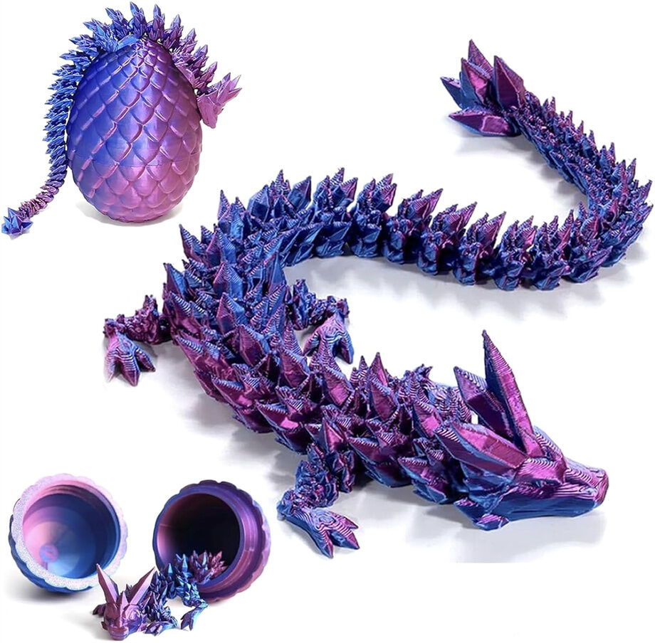 Chinese Dragon Flexible Toy Articulated Crystal Dragon 3d Dragon Eggs ...