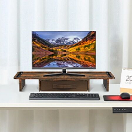 Dual Wood Monitor Stand Riser With Adjustable Length And Angle (rust ...