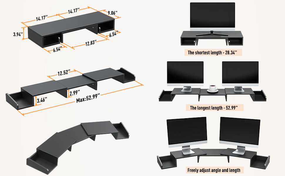 Buy China Wholesale Dual Monitor Stand Riser With Two Swivel Drawers ...