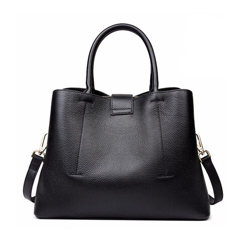 Bolso de Moda de Cuero Genuino para Negocios, Bolso Tipo Cubo de Color Sólido, Bolso de Lujo de Gran Capacidad para Mujer