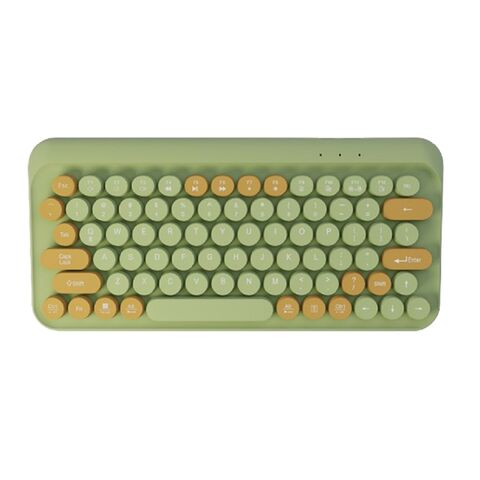 Combo de teclado inalámbrico retro colorido y ratón redondo (teclas de colores mixtos)