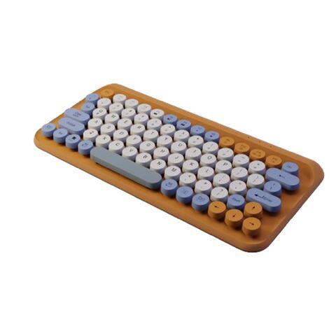 Combo de teclado inalámbrico retro colorido y ratón redondo (teclas de colores mixtos)
